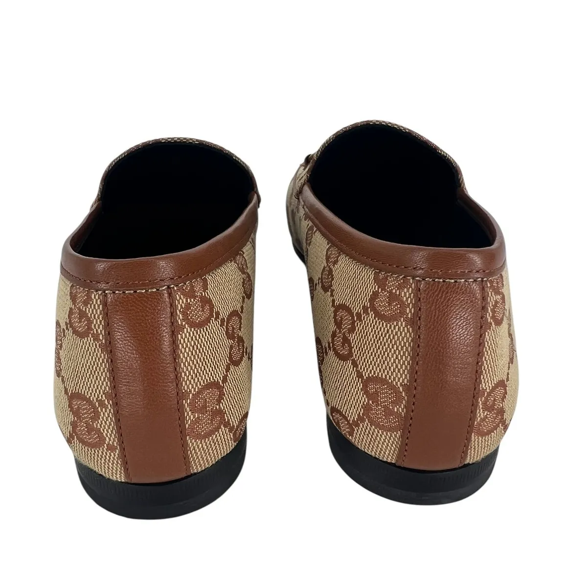 Gucci Jordaan Canvas GG Monogram Horsebit Loafers in Beige Ruggine Rust - Image 10