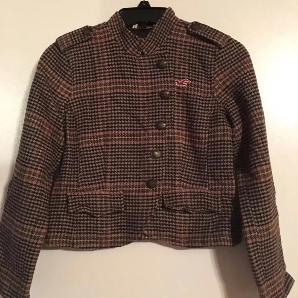 Brown Plaid Cropped Jacket Women’s Size XS NEW - Image 3