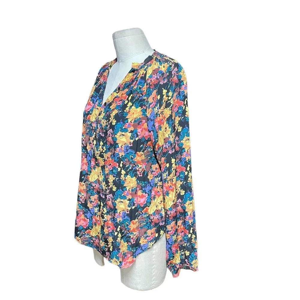 Yumi Kim‎ Trinia Silk Floral Print Top Yellow Black Size Small - Image 4