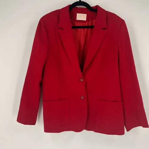 Vintage Pendleton Red Virgin Wool Double Breasted Blazer Skirt Set Size‎ XL - Image 4