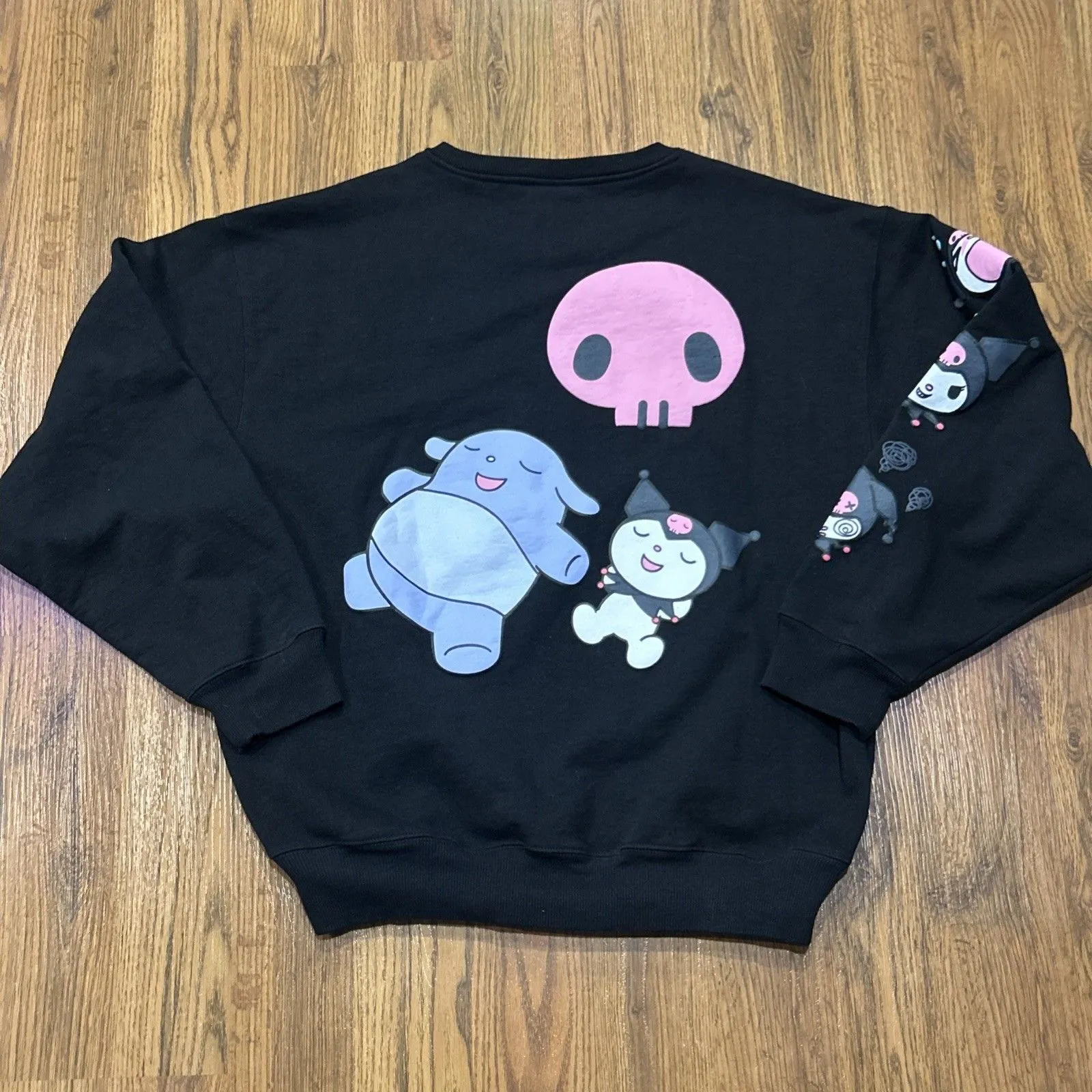 Dumbgood Sanrio Sweatshirt Womens Large Kuromi Double Sided Black Heavyweight - Image 7