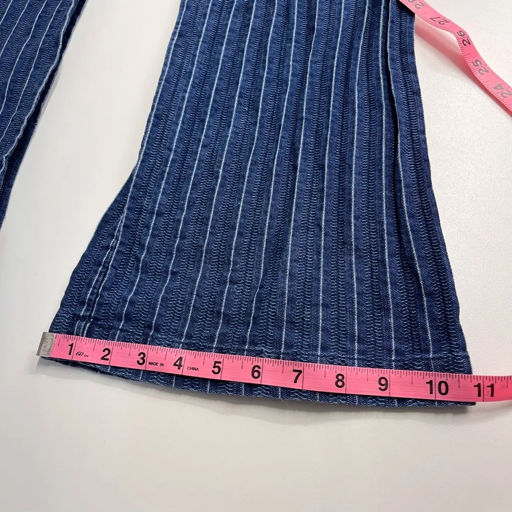 Ett:twa Anthropologie denim pleated pant jumpsuit cotton blend adjustable peplum - Image 10