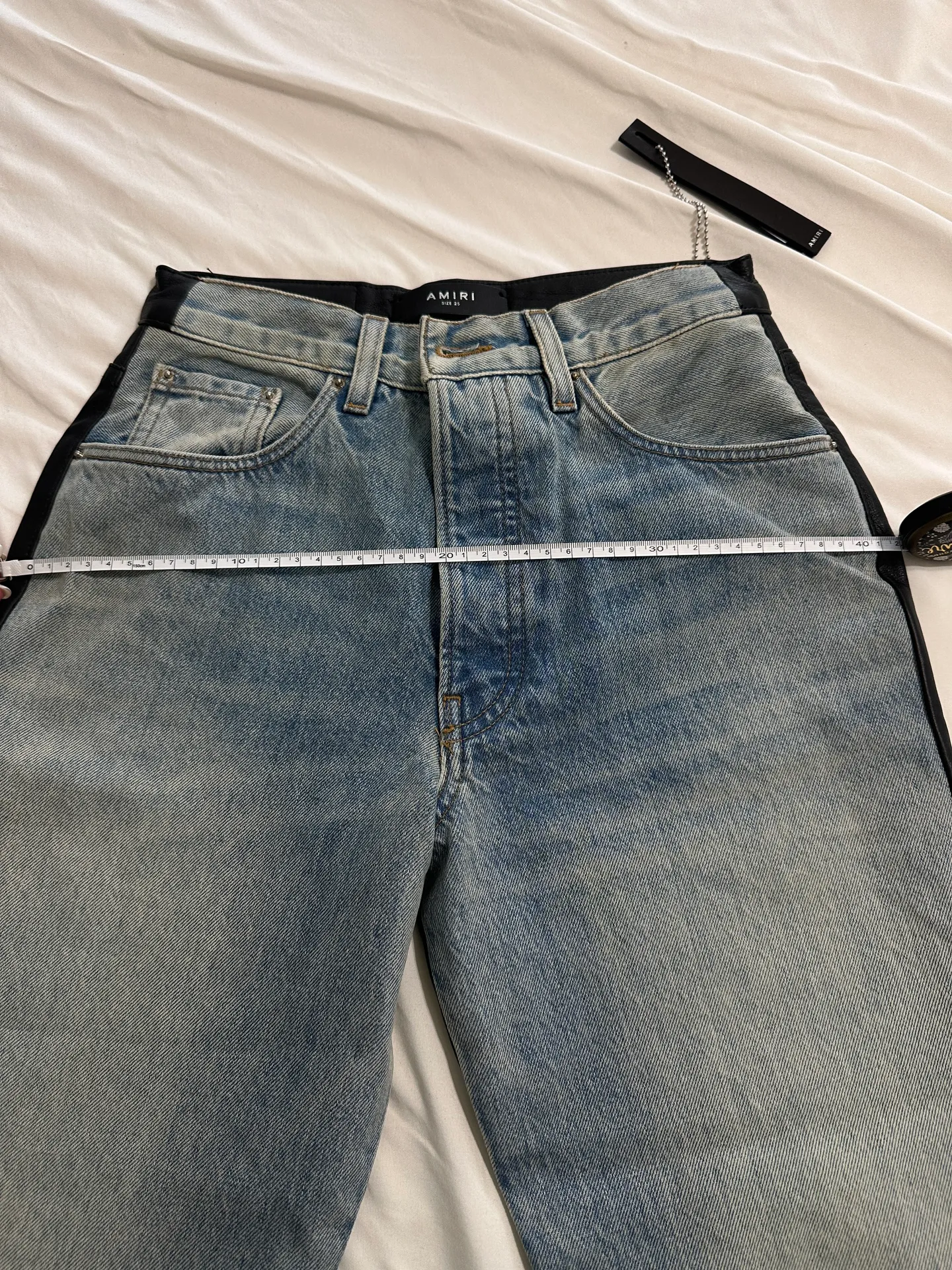 NWT Amiri  Combo/Panelled Straight-leg Mid Rise Genuine Leather Jeans/size 25 - Image 18