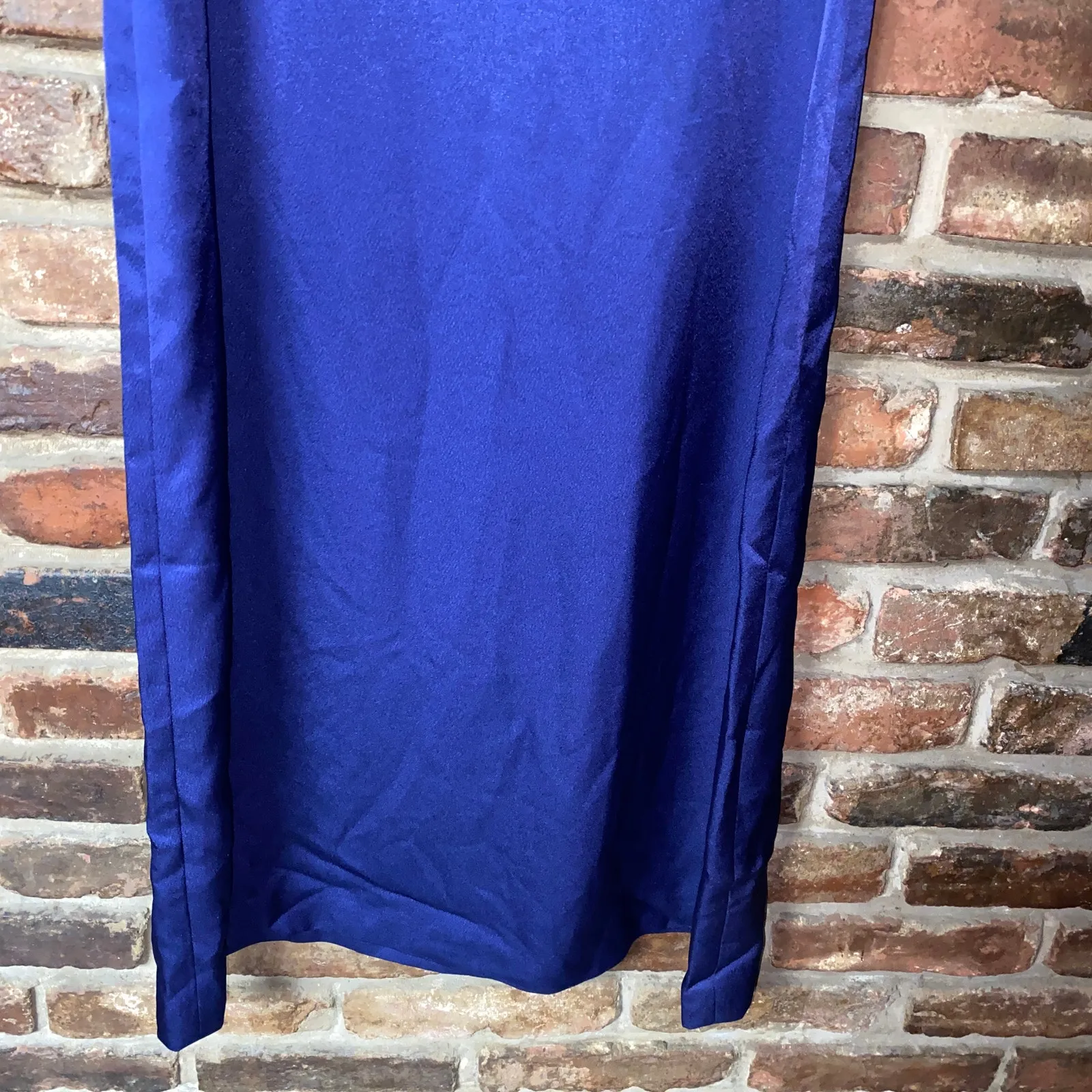 Jones New York Vintage 90s Blue Sleeveless Satin Midi Slip Dress Women's Size 6P - Image 3