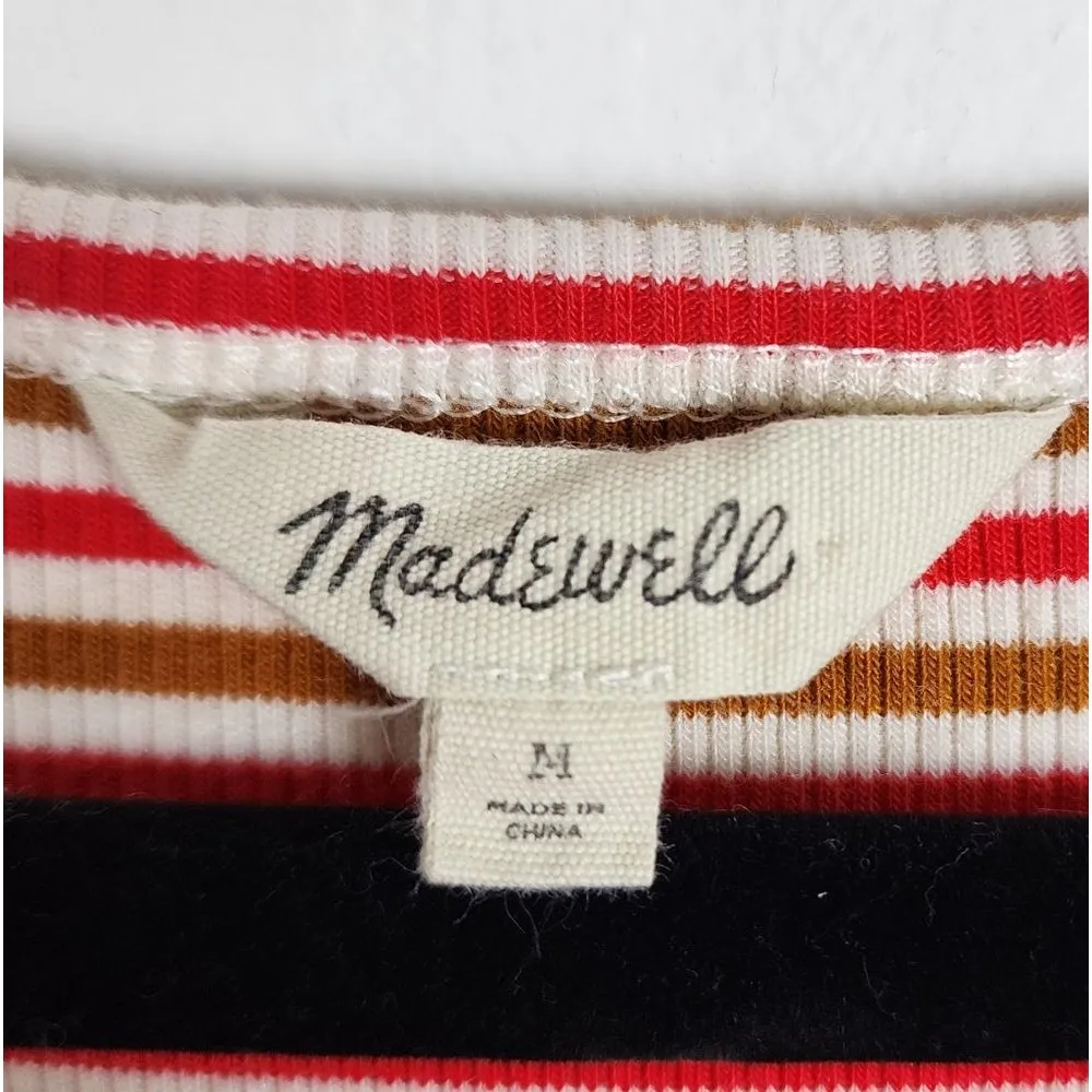 Madewell Swingy Tee Dress Stripes Ribbed Stretchy Mini Dress T-Shirt Tunic M - Image 2