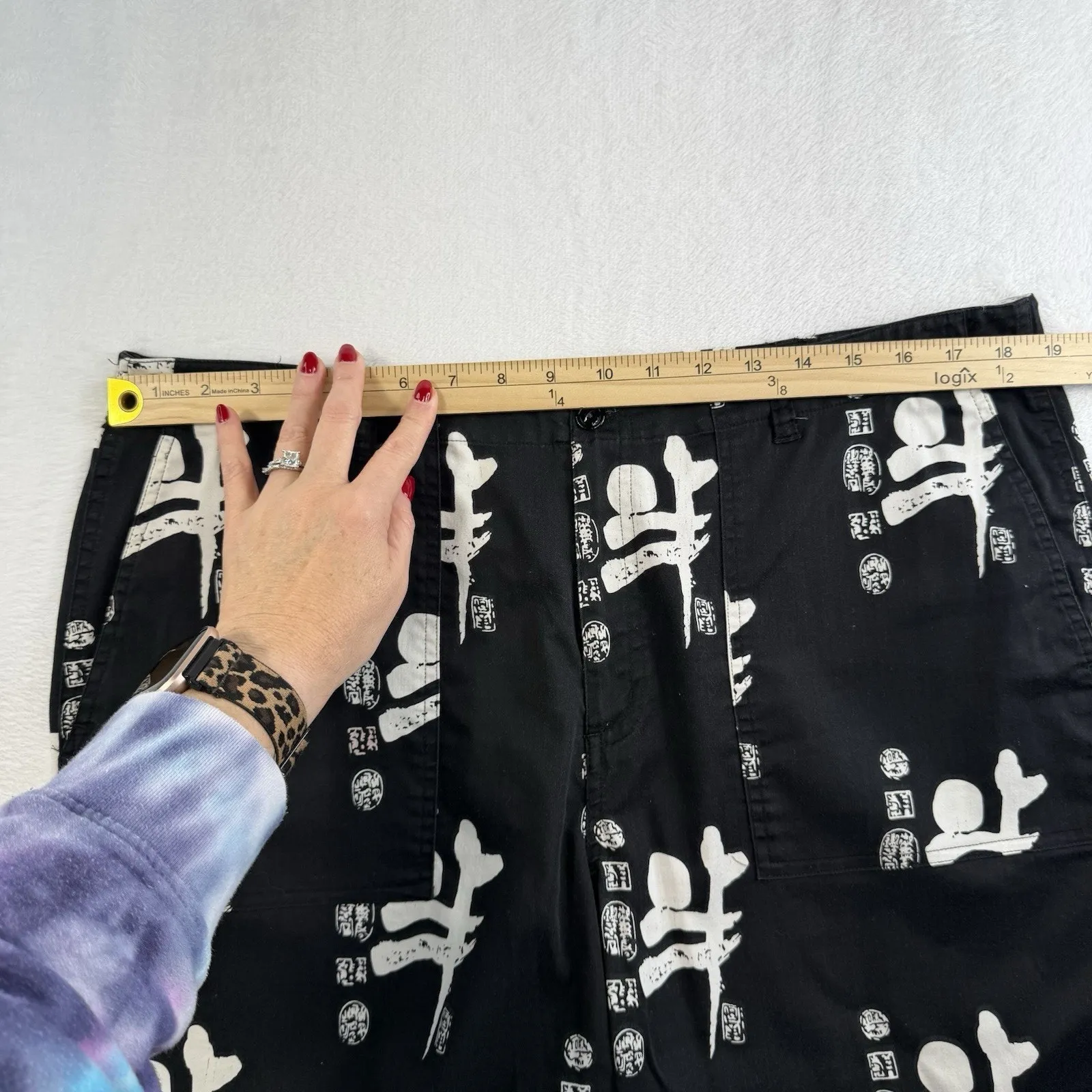 Vtg Chicos Sz 3 US XL 16 Pants Asian Print Crop Straight Leg Art To Wear Boho - Image 9