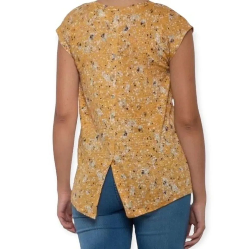 Rachel Zoe Scoop Neck Short Sleeve All Day Print Linen Top - Image 74