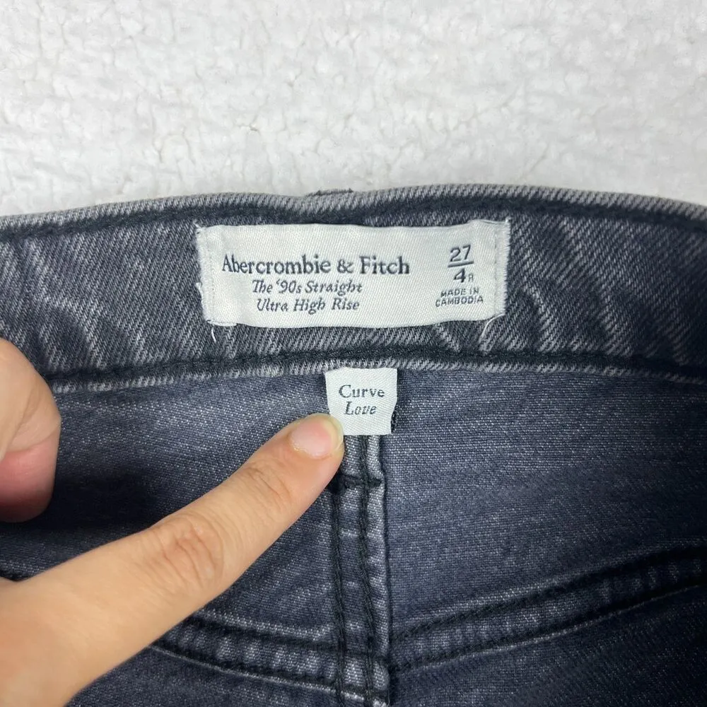 Abercrombie & Fitch 90s Straight Ultra High Rise Curve Love Black Jeans 27 / 4R - Image 2