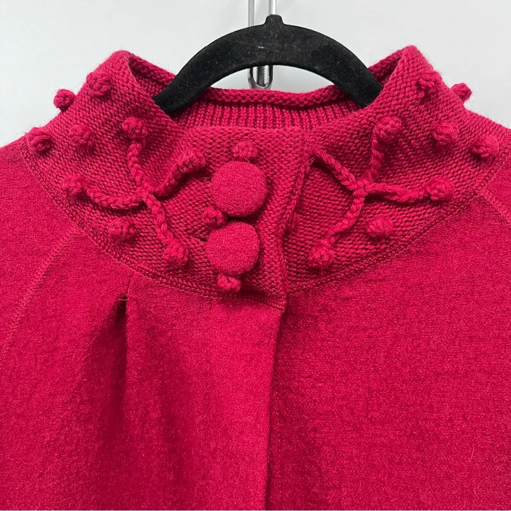 100% wool Vibrant Red Knitwear sweater cape detailed mock neck FLAWED - Image 10
