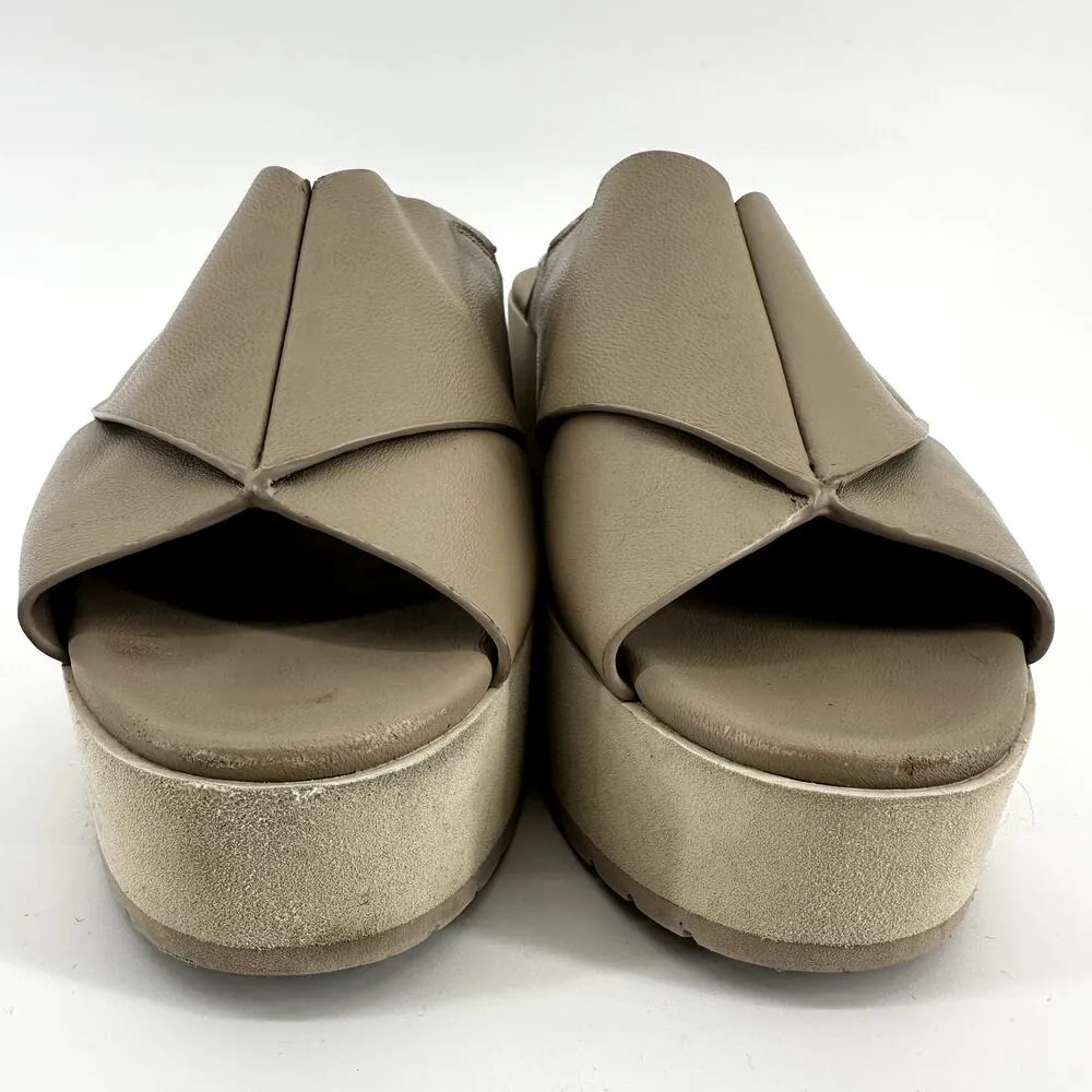 Vince Jenaya Slingback Platform Sandal Cross Open Toe Buckle Leather Nude 6.5 - Image 4