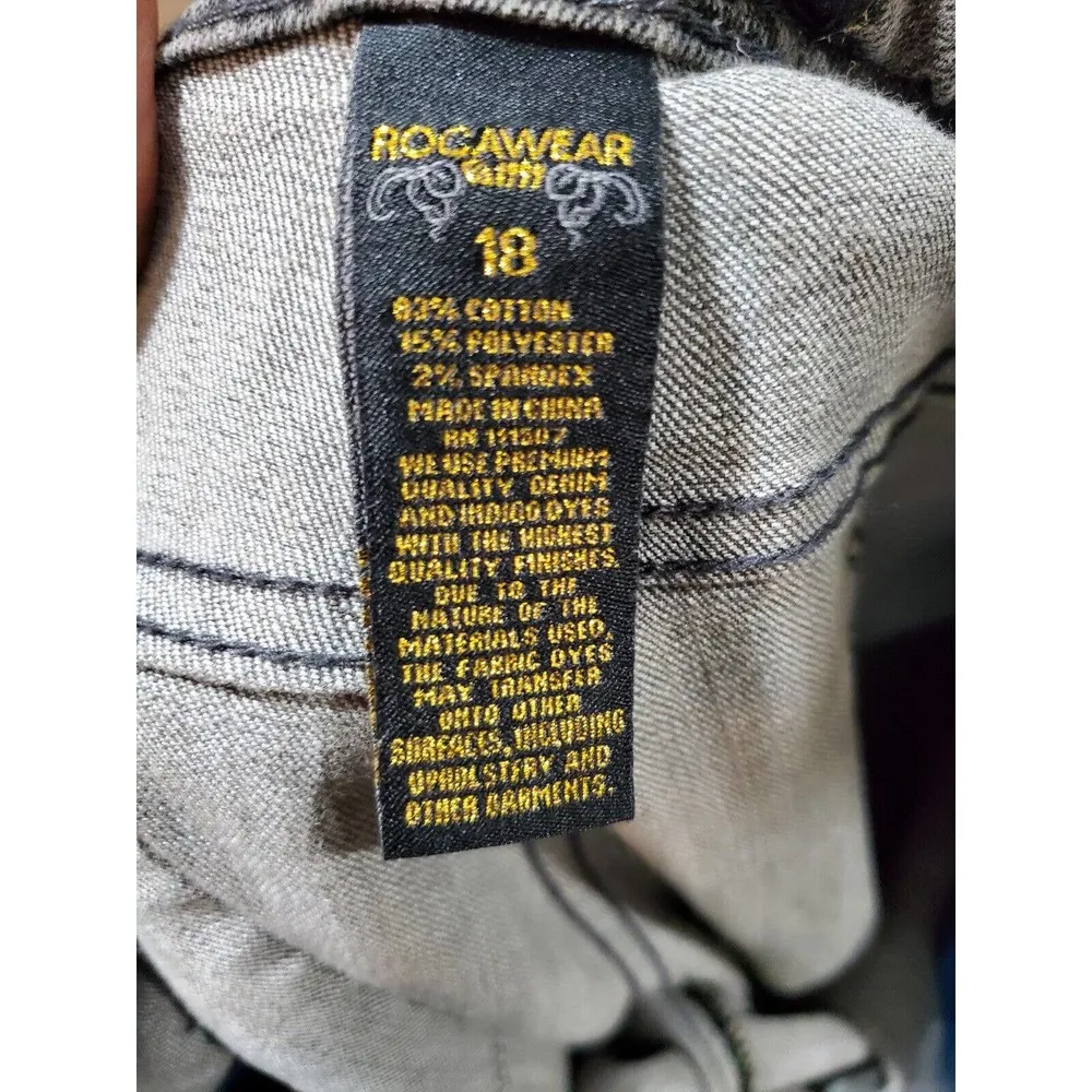 Rocawear Women's Gray Cotton Mid Rise Skinny Legs Casual Jeans Pant Size 18 - Image 9