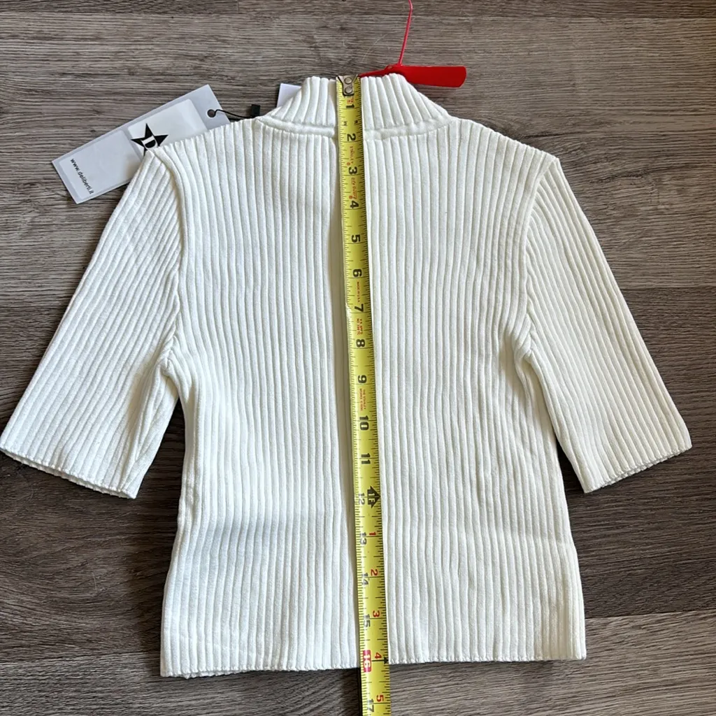 Courreges Logo Embroidered Ribbed Knit Crop Top White - Image 14