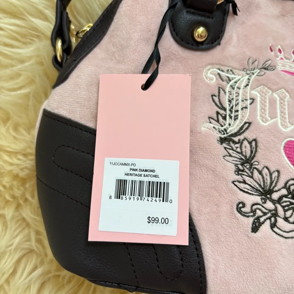 Juicy Couture velour pink and brown faux leather crossbody - Image 2