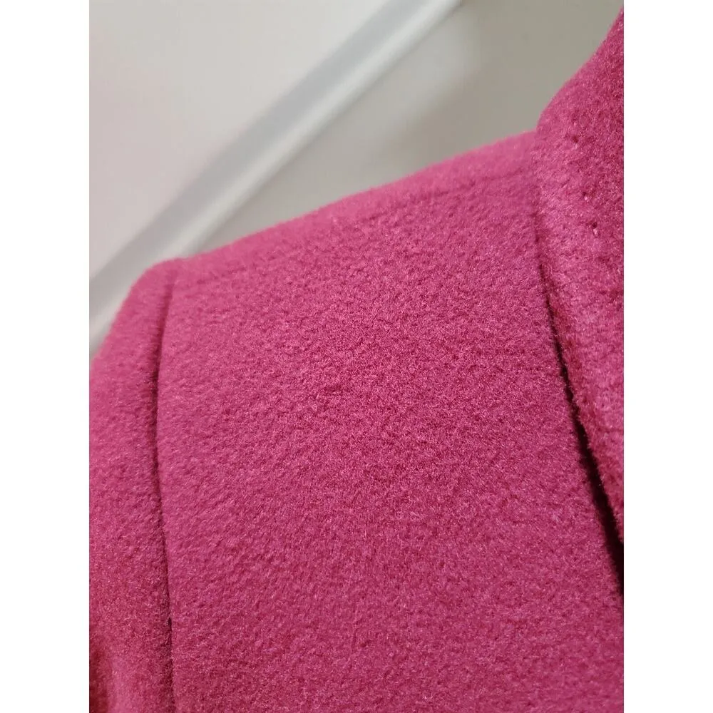 Land's End Women's Red Solid Wool Long Sleeve Collared Mid Length Coat Size 4 - Image 11