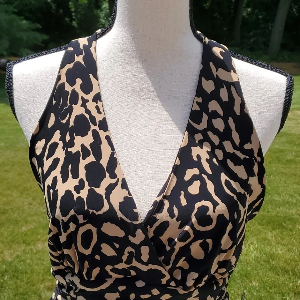 NWT Jones New York Animal Print Sleeveless Halter Dress | Jones V-Neck  Dress - Image 3