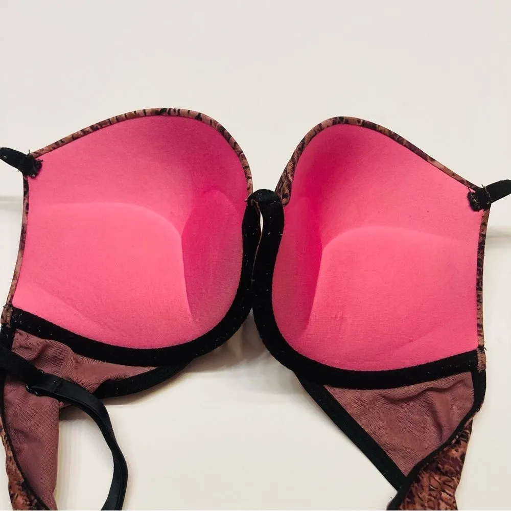 Victoria's Secret PINK Wear Everywhere Super Pushup Bra Size 36C Snakeskin Brown - Image 4
