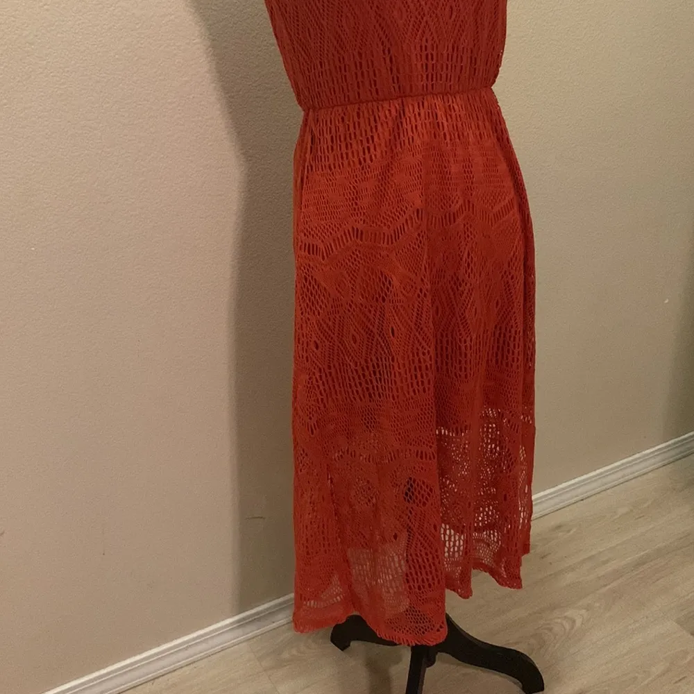 Maurice's  Stretch Tube Top Burnt Orange Lace Trim Maxi Dress - Image 3