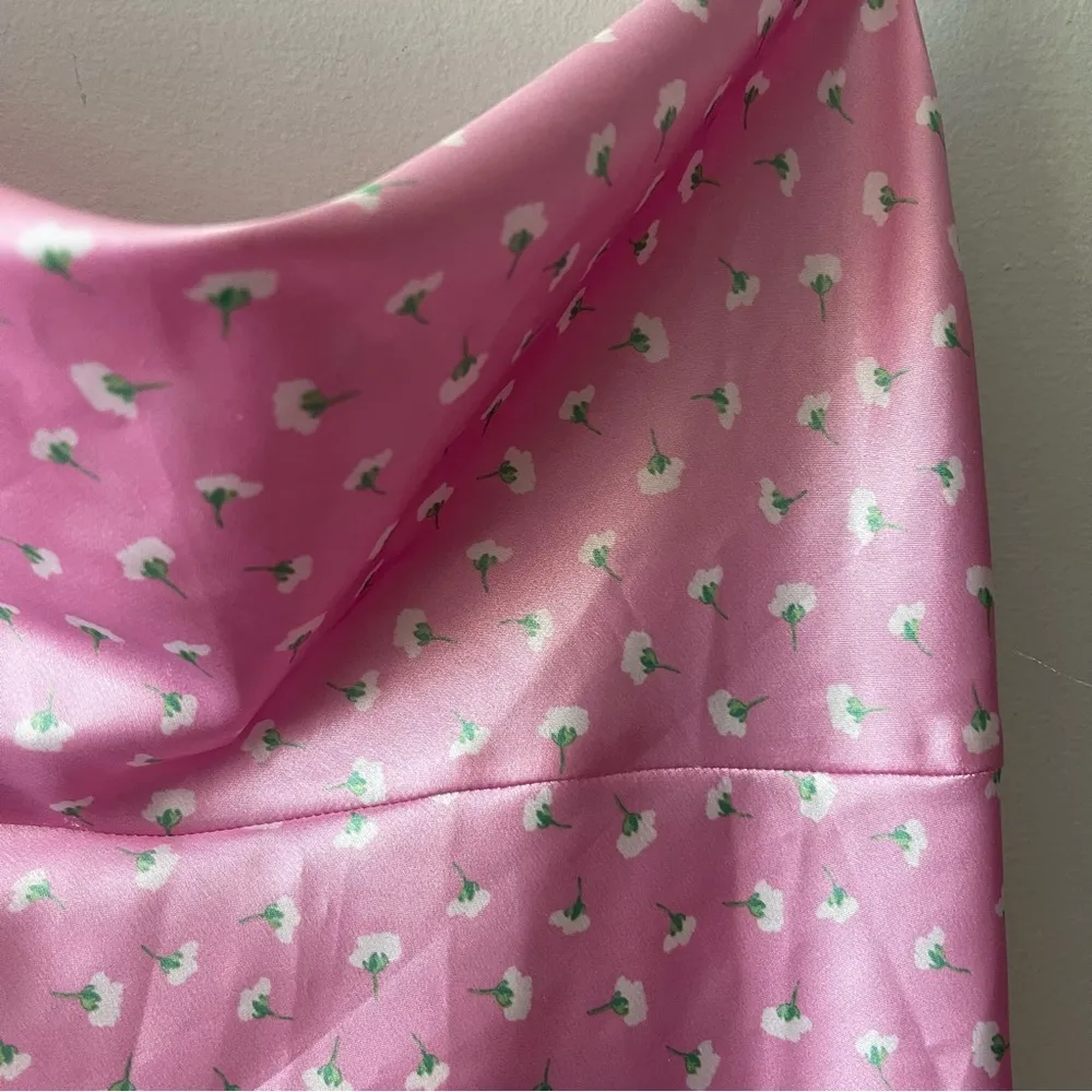 Zara Pink Satin Floral Mini Dress Size Small Spring Blogger Fave - Image 7