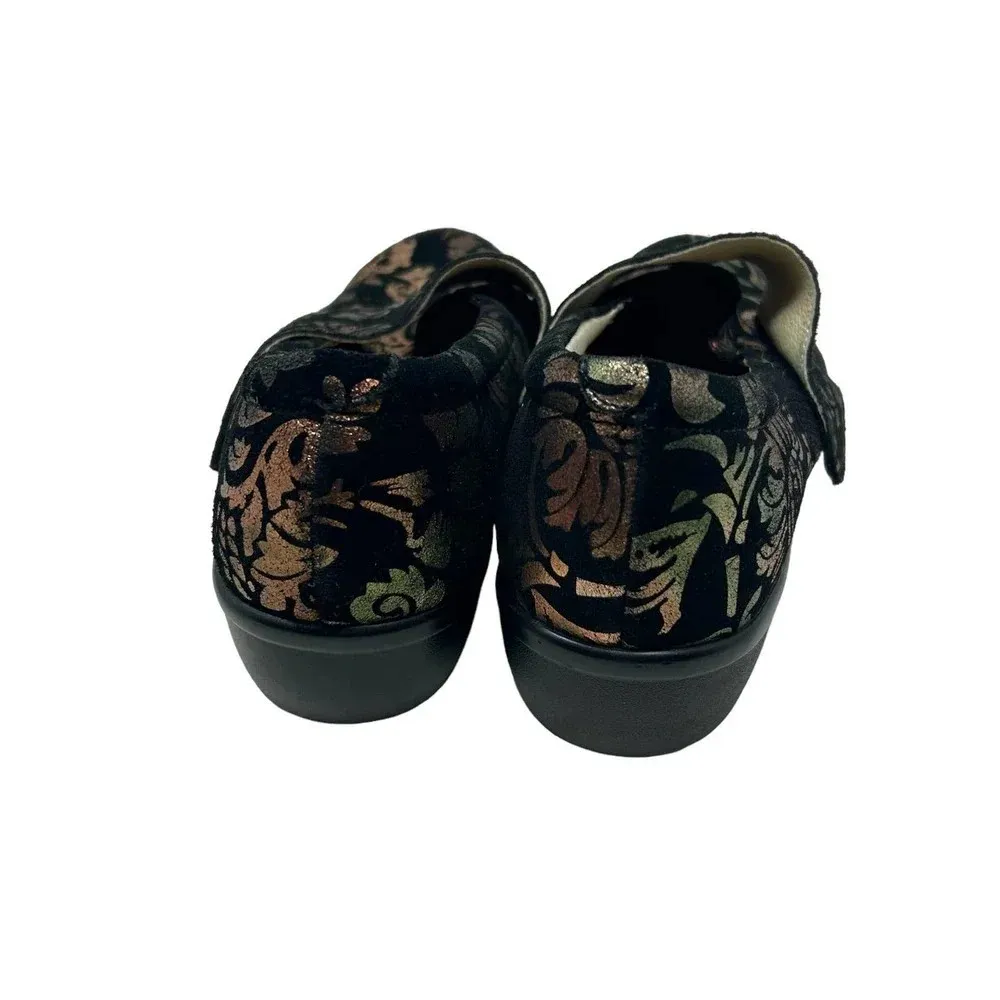 Alegria Lauryn Shoes Clogs Slip On Floral Leaf Metallic Black Size 41 US 10.5 11 - Image 6