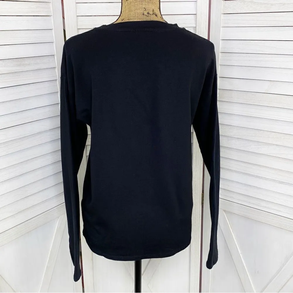 Forever 21 Embroidered Fluer-De-Lis Sweatshirt Top Black Small - Image 4