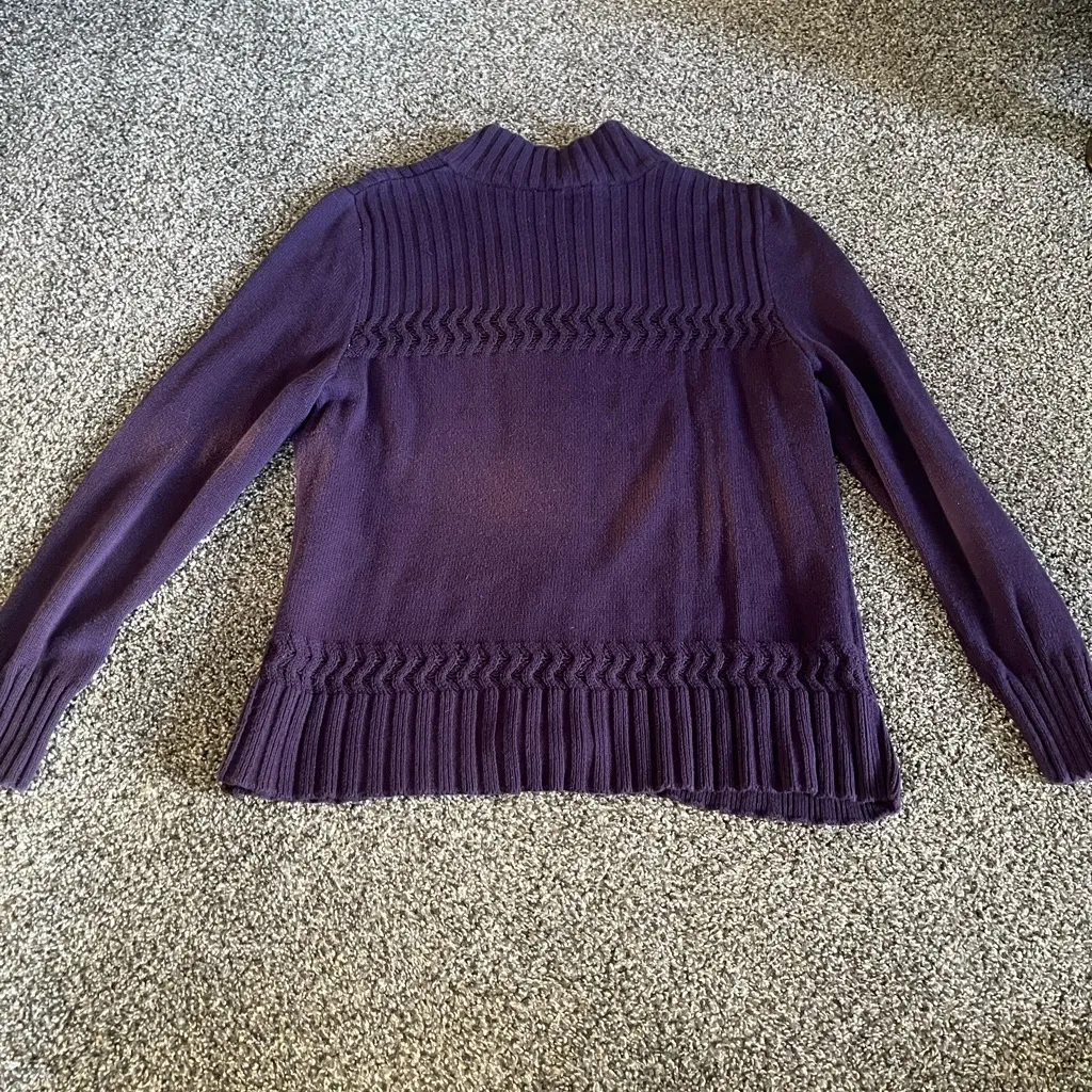 Coldwater Creek Purple Knit Zip Up Long Sleeve Sweater L - Image 9