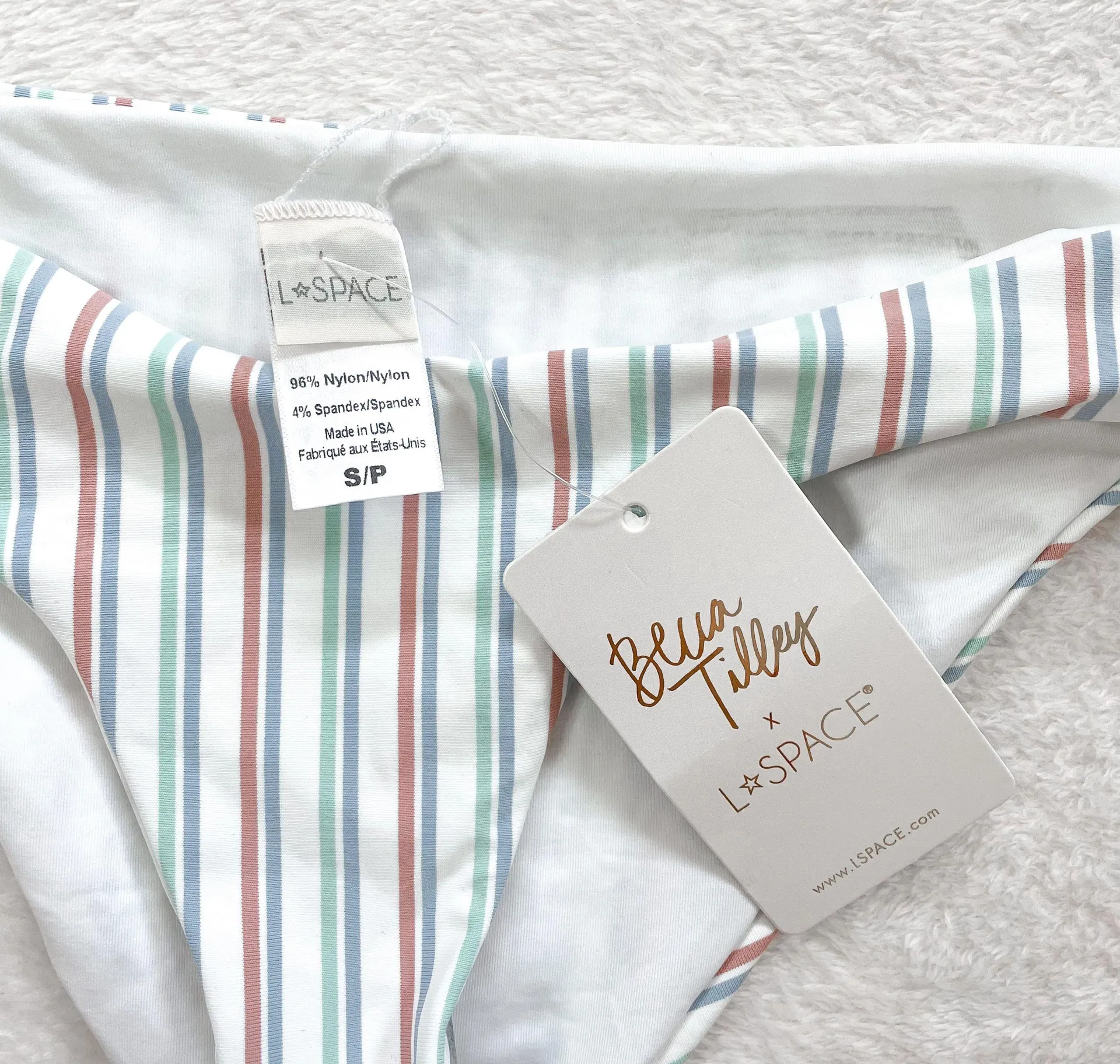 l*space Pastel Striped Solid Mismatched Bikini Set - Image 7