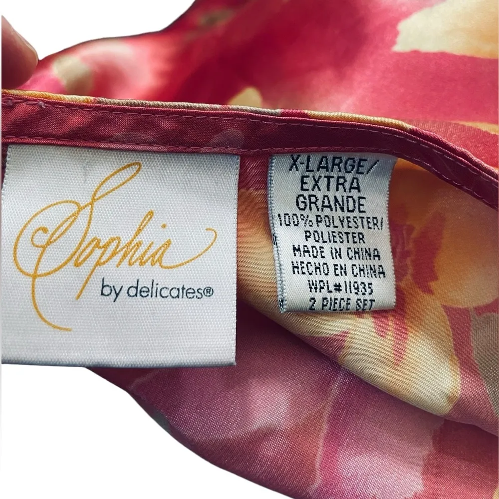 Sophia by Delicates Y2K Pink Orange Tie Dye Tropical Floral Cropped Tank Top - Image 4