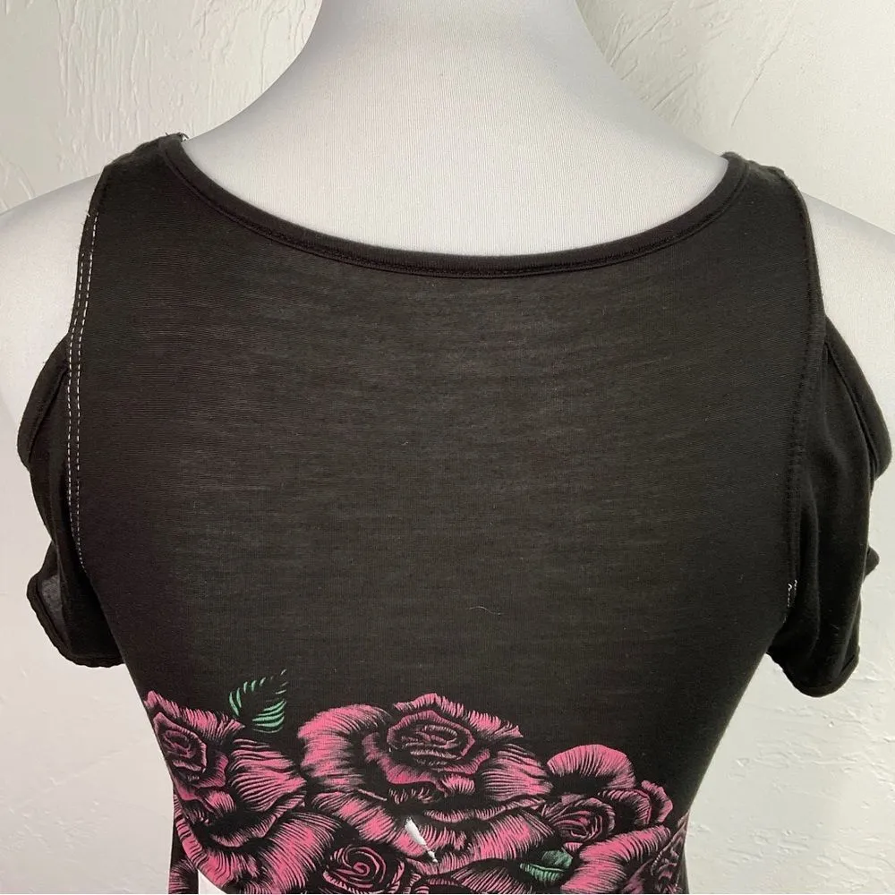Sample Flaws Skull Crown Cold Shoulder Top XS - Image 7
