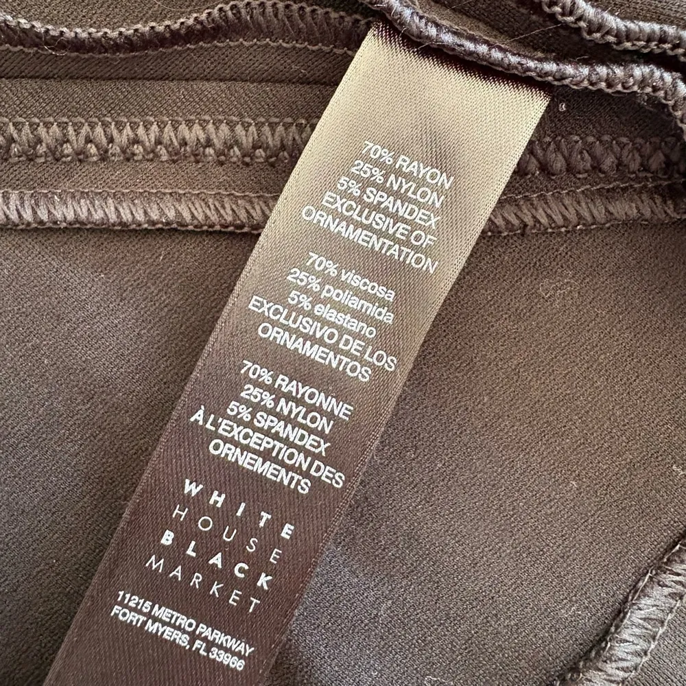 White House Black Market one button Ponte faux leather trim Blazer Size 4 Black - Image 14