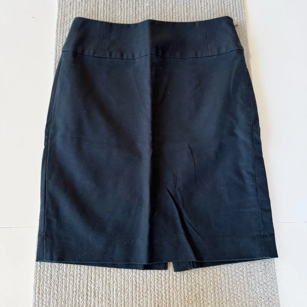 Banana Republic Factory Black Stretch Cotton Pencil Skirt Size 0 - Image 2