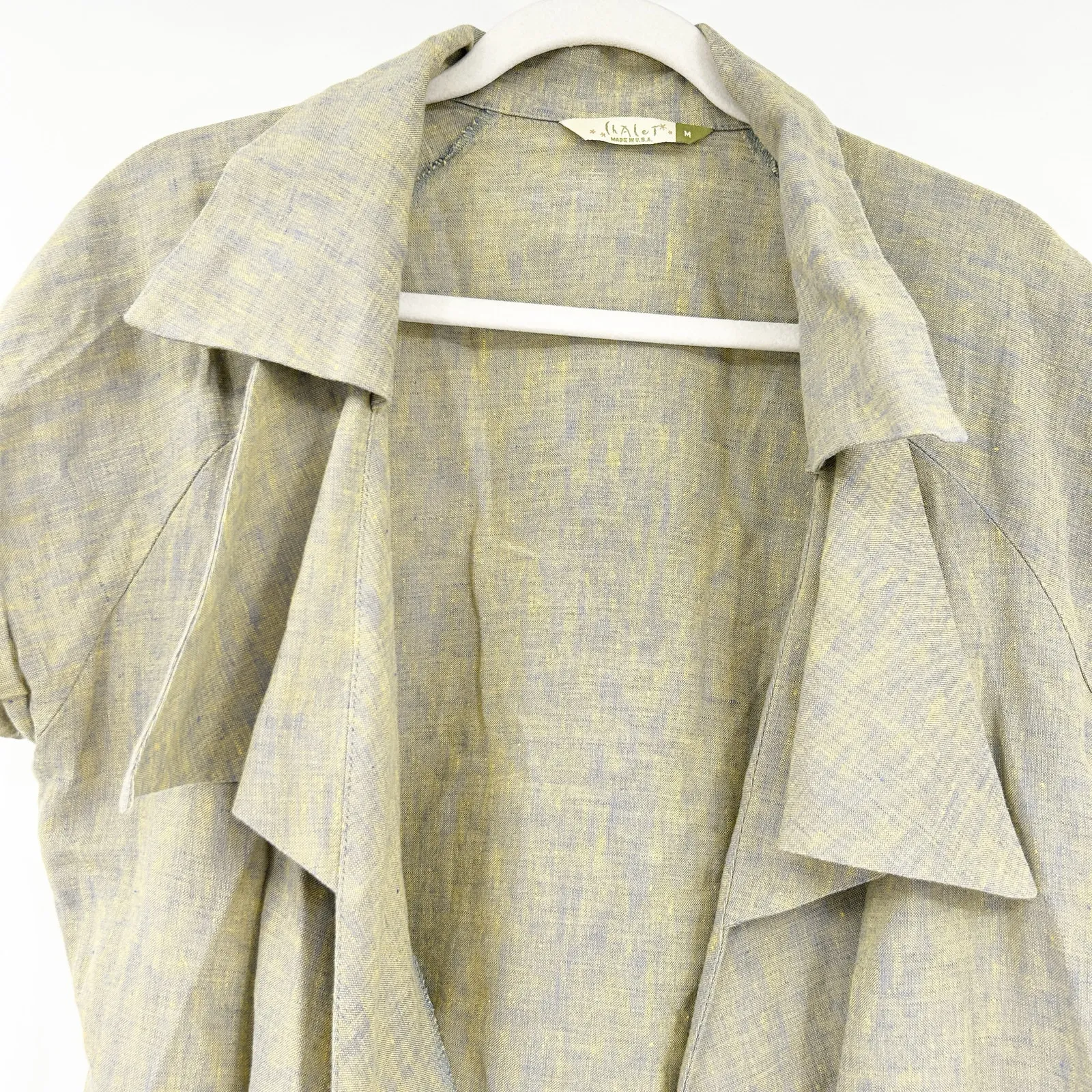 Chalet Womens Layer Lagenlook Beachy 100% Linen Short Sleeve Blazer Size‎ M Sage Green Size M - Image 6