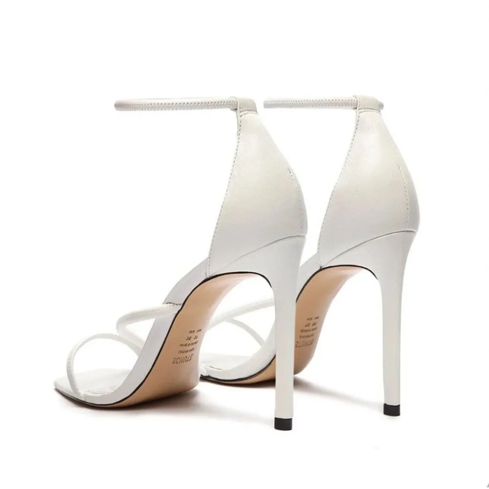 SCHUTZ Gaiah Ankle Strap Sandals in White Leather Size 8.5 EUC - Image 2