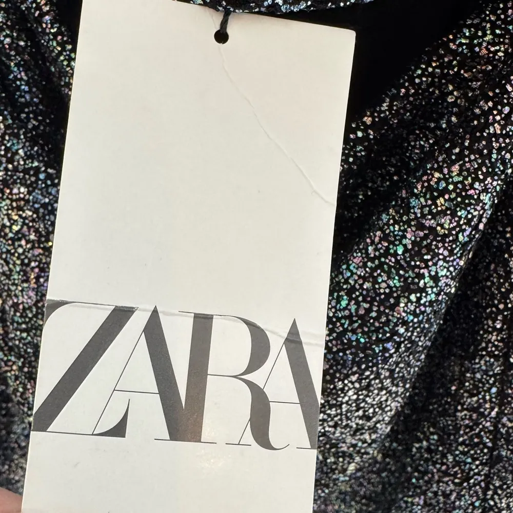 NWT Zara Cut Out Multicolor Sparkle Glam Mini Dress Black Silver Size XS - Image 9