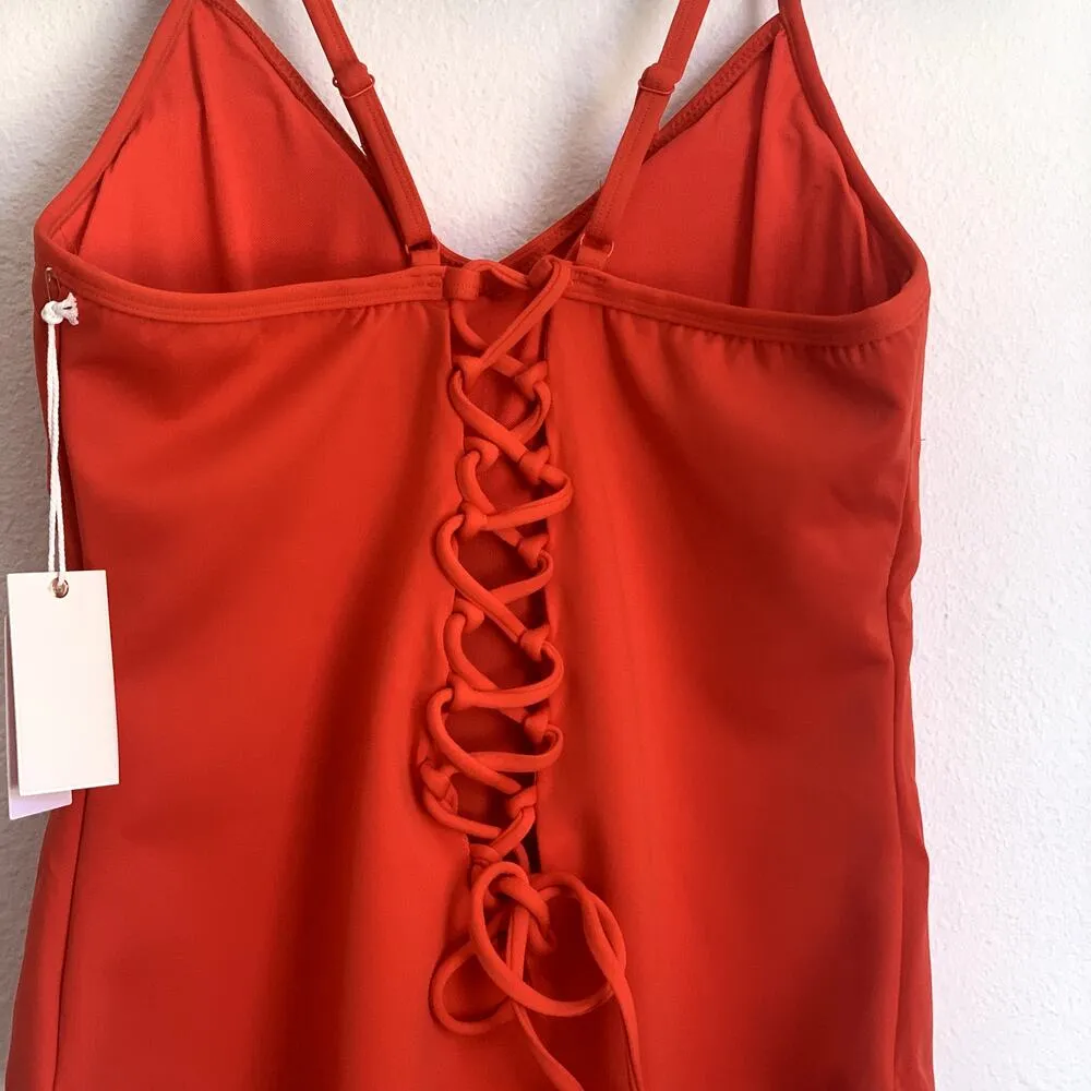 NWT Good American Sculpt One-Piece Swimsuit in Bright Poppy 002 - Image 8
