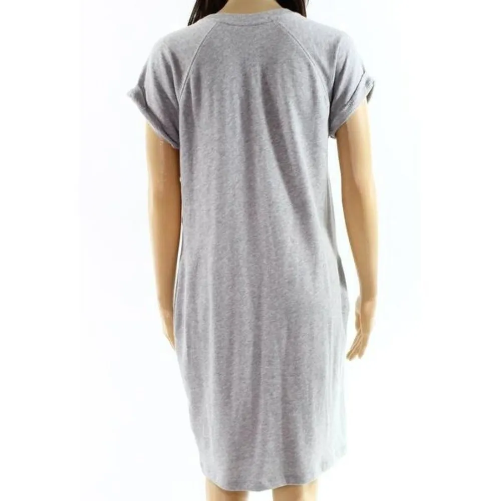 LRL Ralph Lauren women's M military knit patch thick stretchy cotton shirt dress Gray Size M - Image 2
