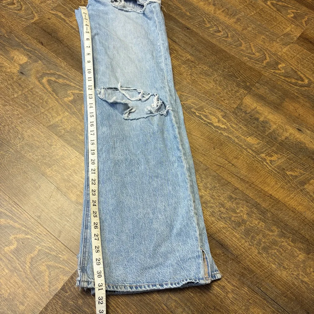 American Eagle Super High Rise Baggy Wide Leg Distressed Jeans Women’s 2 Ripped - Image 9
