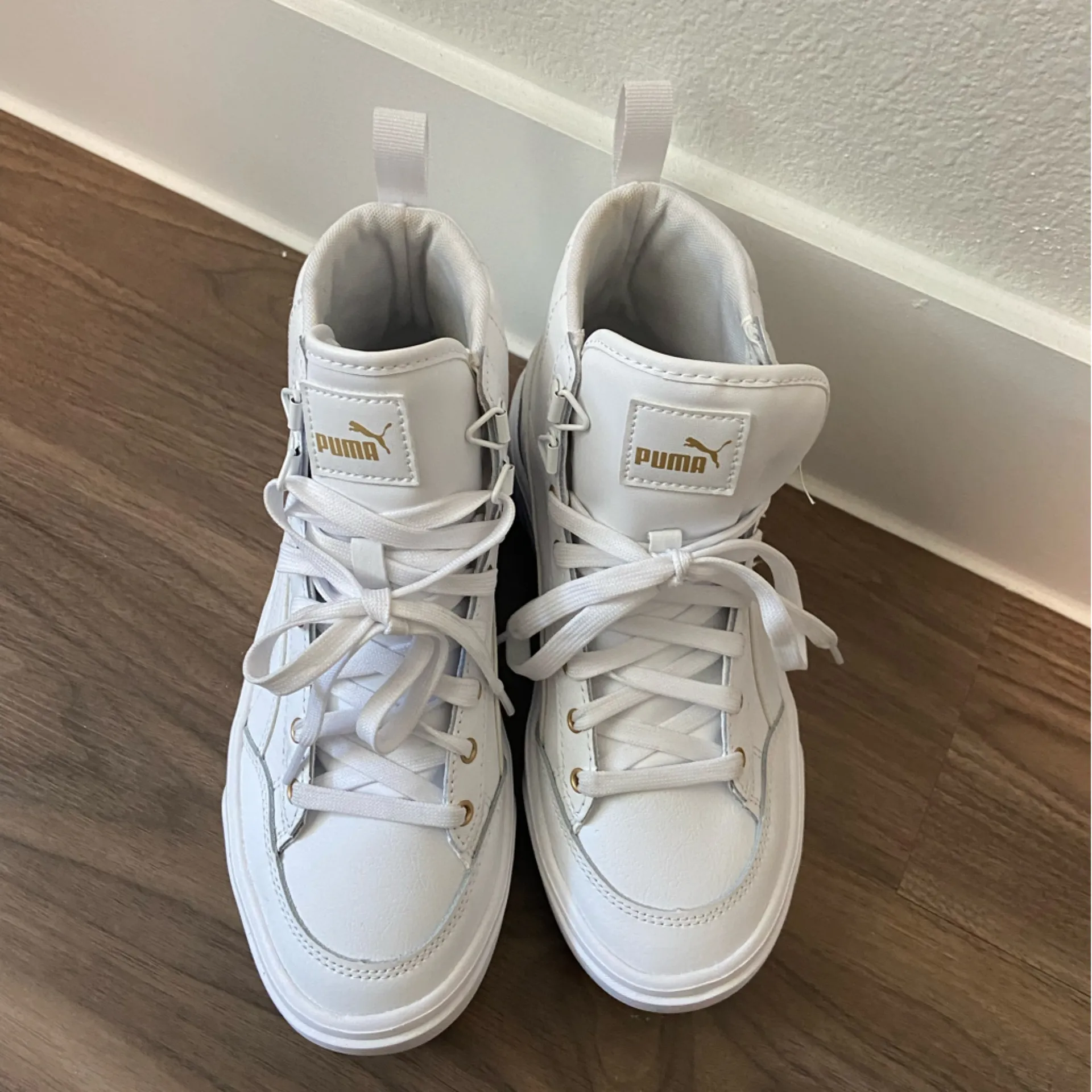 Womens PUMA Karmen mid trainers Size 7 White Lifestyle Sneakers Shoes - Image 9