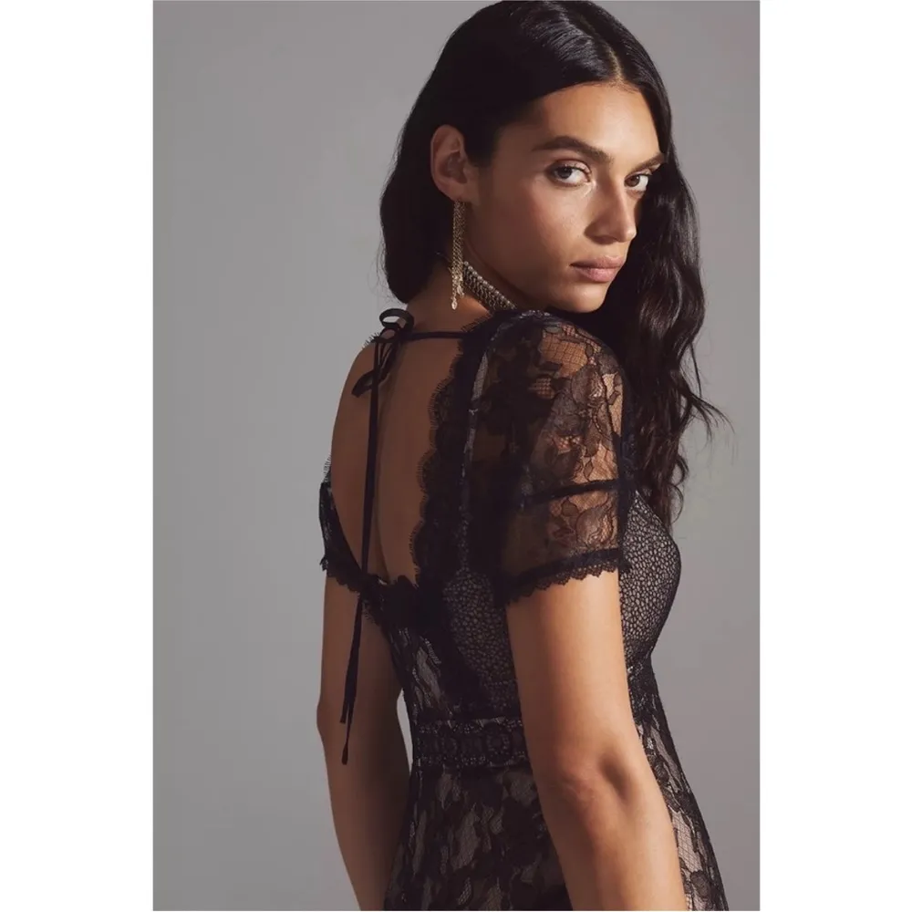EUC Anthropologie Sheerly Beloved Layer of Lace Maxi Dress - Size 4 Black -  $80 (59% Off Retail) - From Marcy