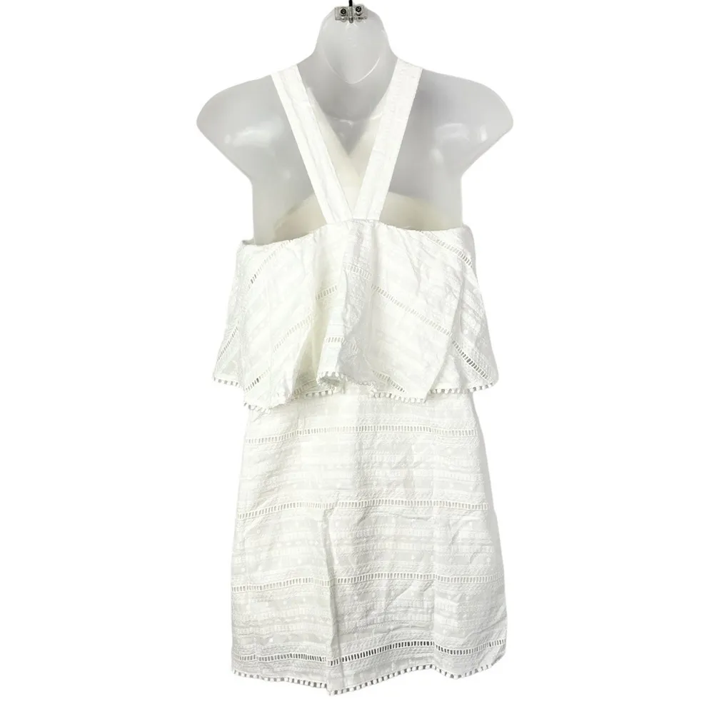 NEW Foxiedox White Halter High Neck Eyelet Lace Mini Dress XS - Image 4