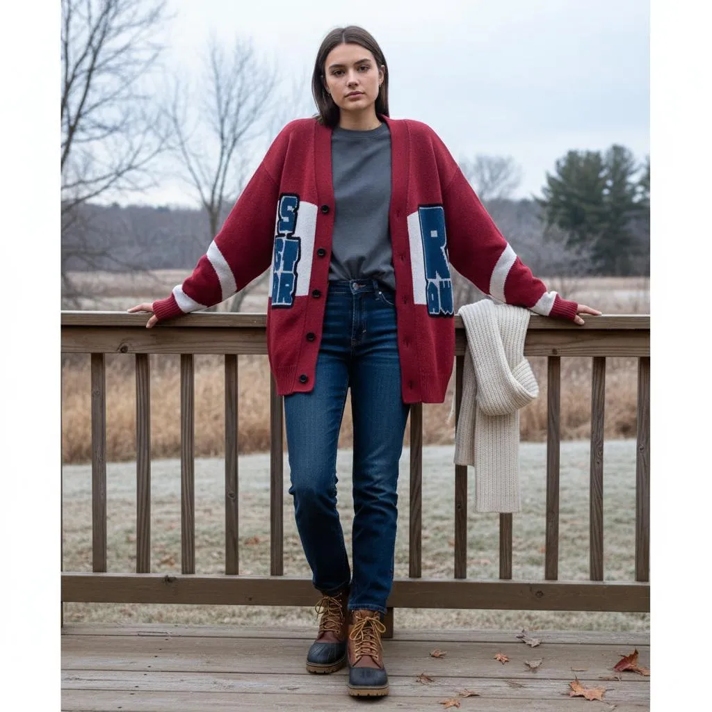 G-Star Raw Unisex Holiday Wool Cardigan Grandpa Chunky Red Beige Blue Sz Large - Image 15