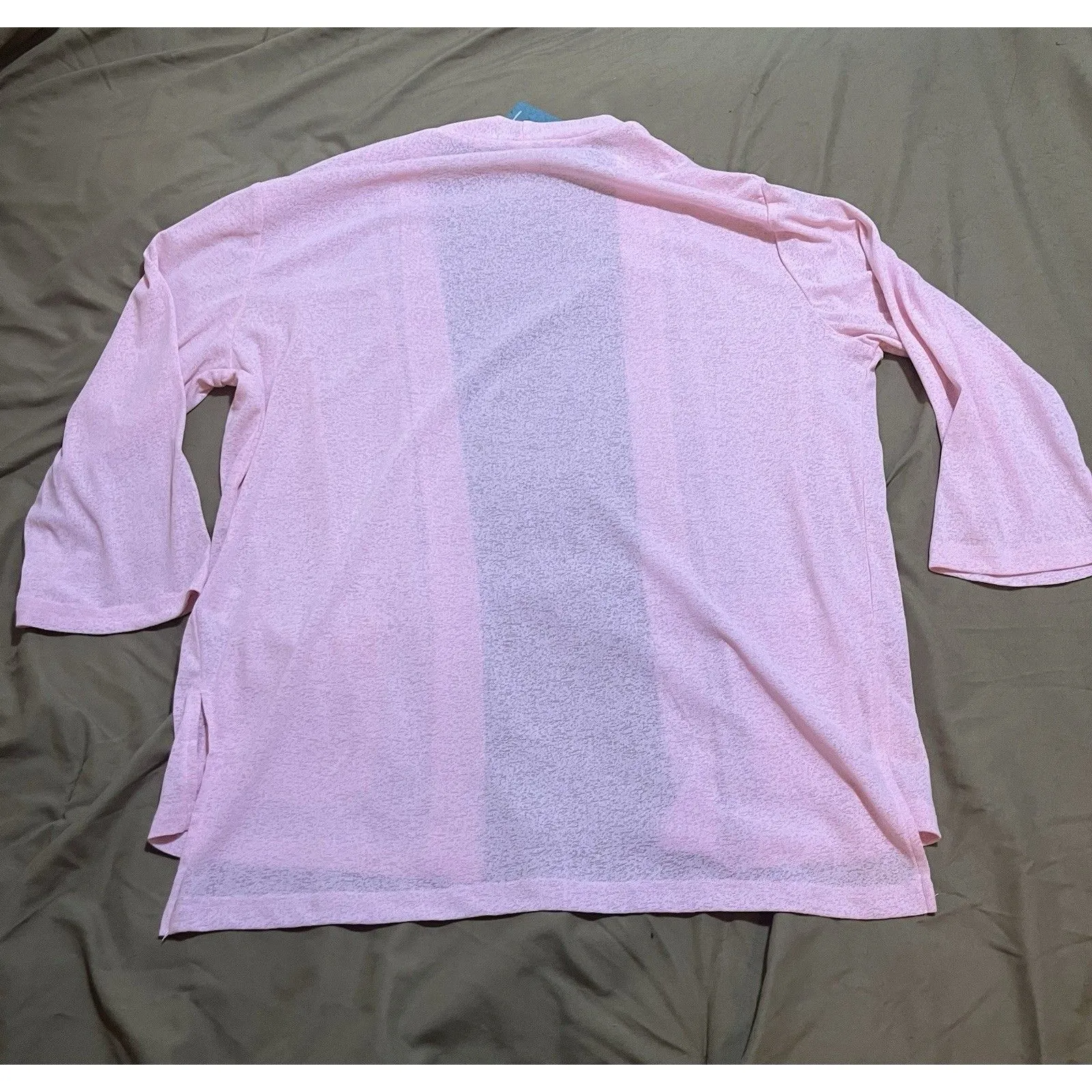 Poplab Women’s Loose Fit Lightweight Cardigan 3/4 Sleeve Open Front Sheer L NWT Pink Size L - Image 3