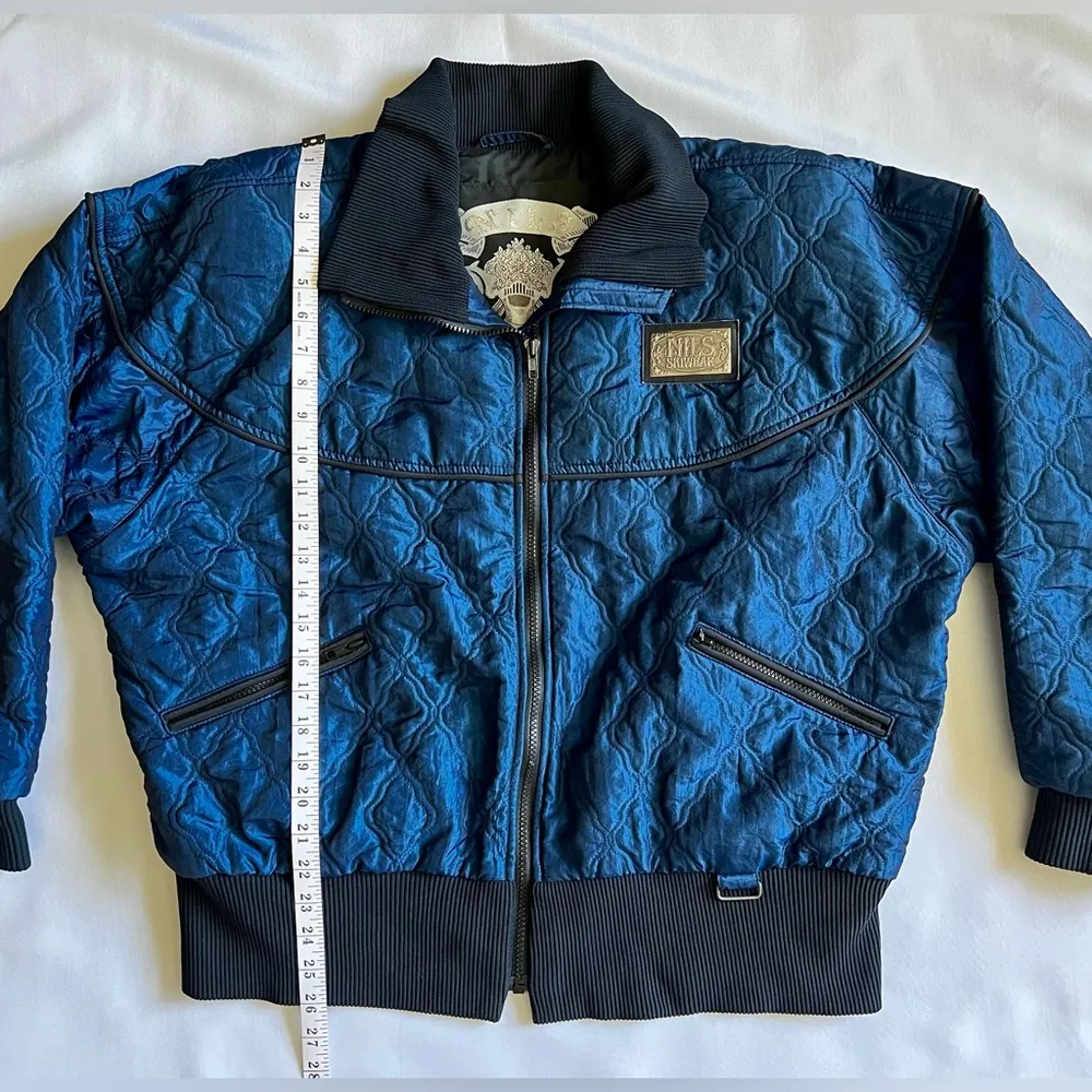 NILS Women’s Ski Jacket Blue Quilted Snowboard Coat Size 12 - Image 4