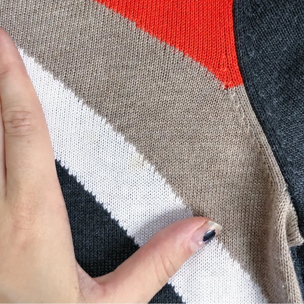 Eliza J • Diamond Pattern sweater dress grey orange tan knit long sleeve - Image 7