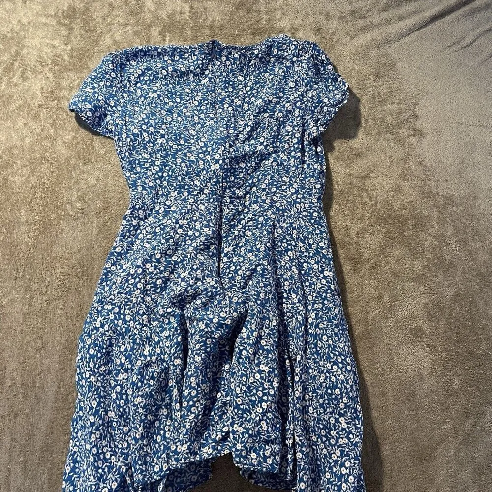 PRINCESS POLLY Womens Sz 4 Small Dress Sting Mini Lined Blue Floral Zip Short - Image 4