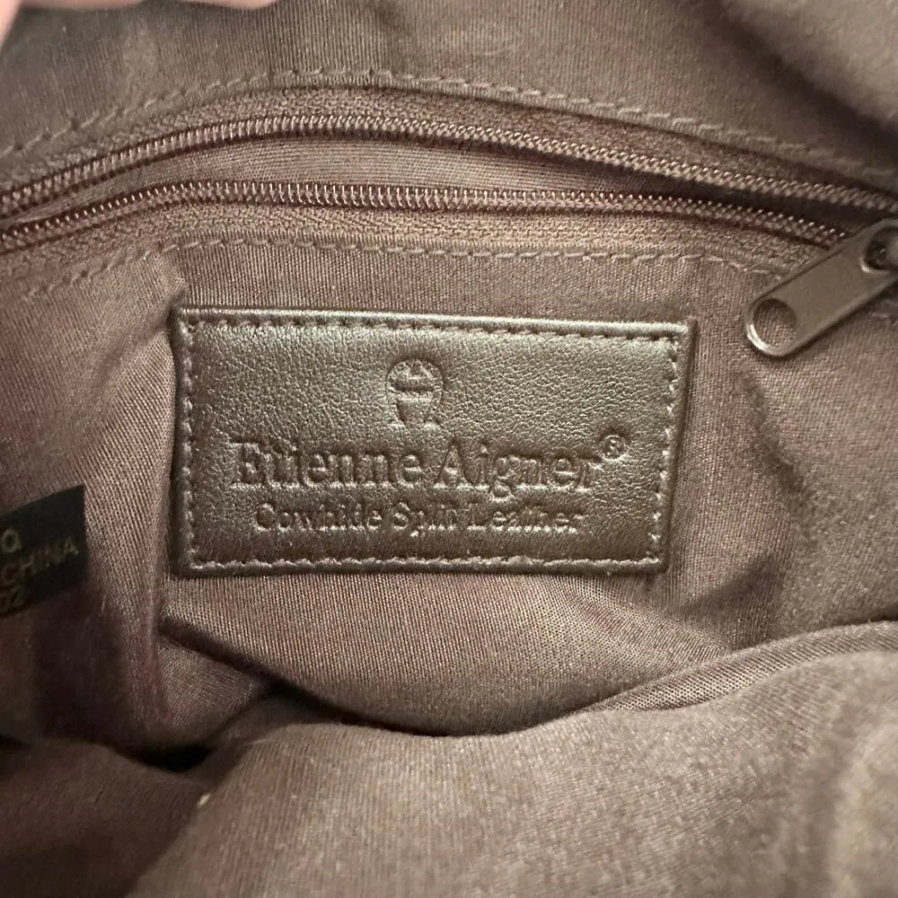 Etienne Aigner Chocolate Brown Leather Gold Buckle Small Round Vintage Crossbody - Image 6