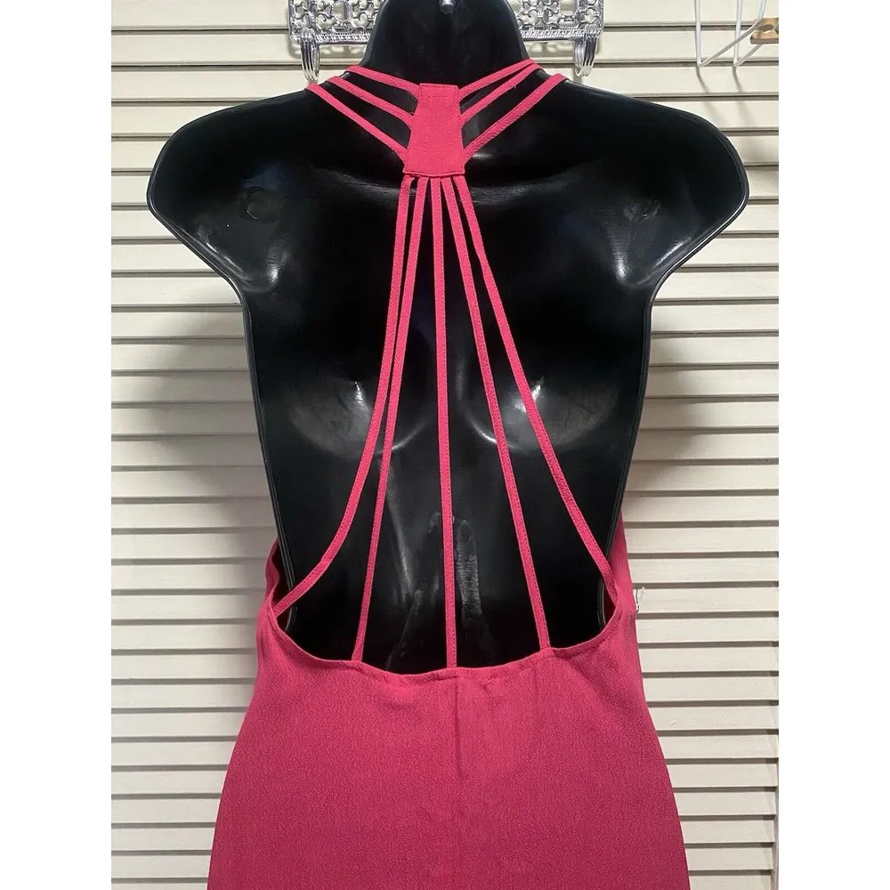 Forever 21 Contemporary Hot Pink Strappy Maxi Backless Lined Dress‎ Size Medium - Image 6