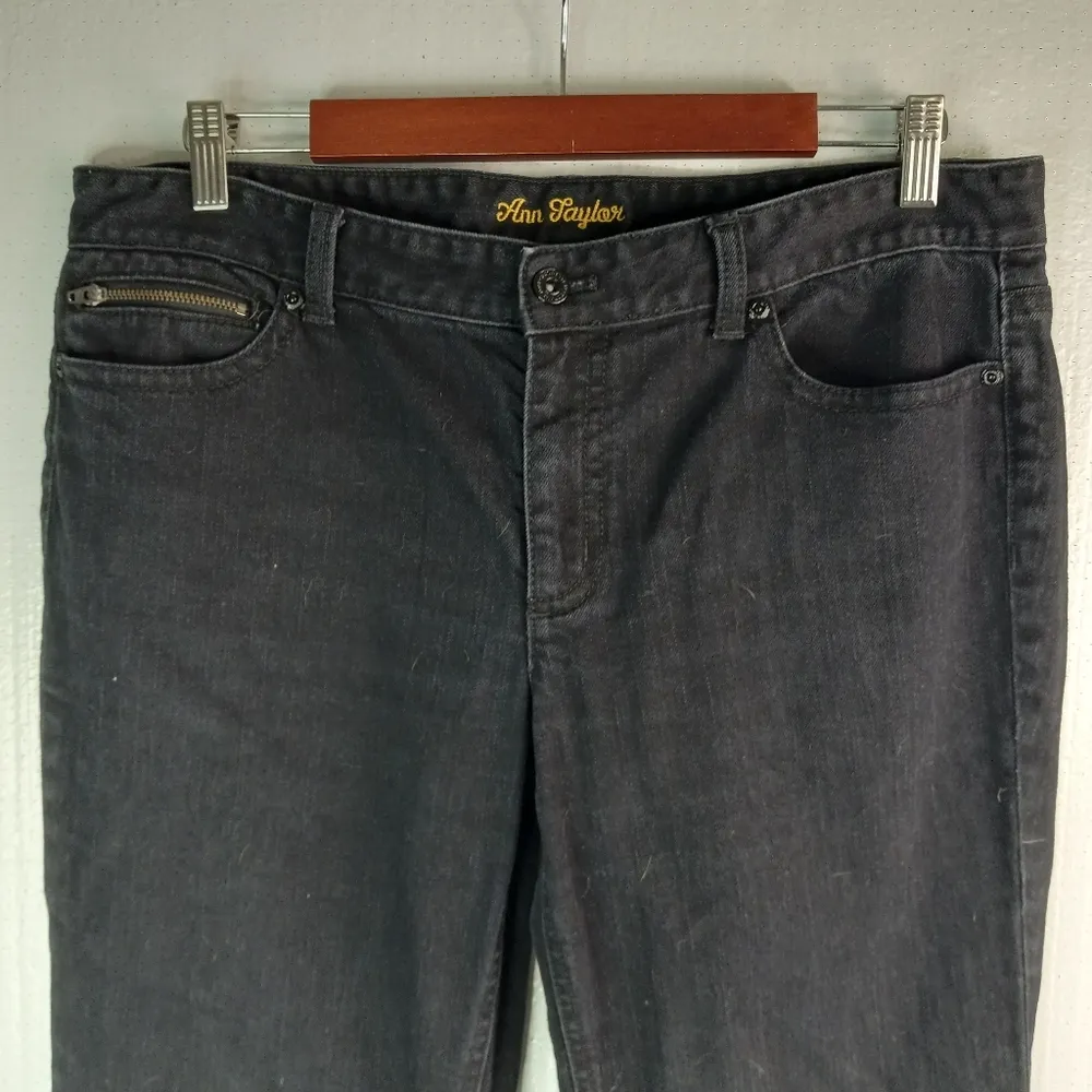 Ann Taylor 12 34x26 Lindsay Waist Modern Fit Straight Ankle Jeans in Black - Image 6