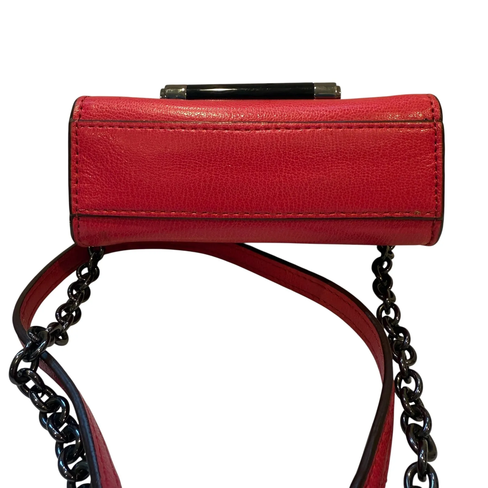 Diane Von Furstenburg Pink Snakeskin‎ Leather Mini Crossbody Bag Chain Strap - Image 2