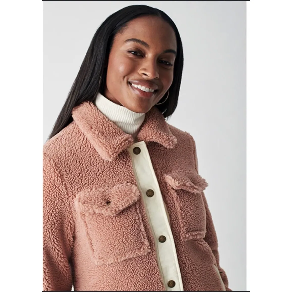 Faherty Women's Eldridge Sport Sherpa Jacket Pink Sz XL - Image 2