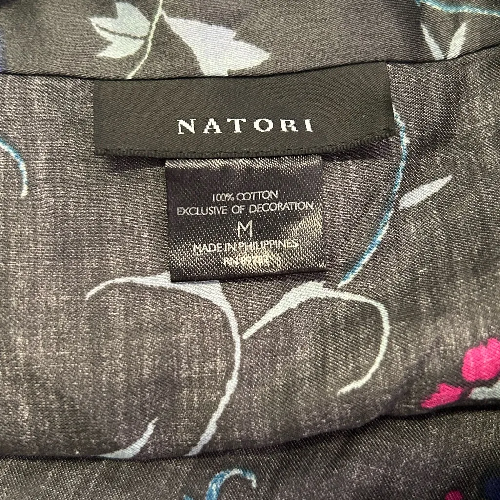 NWT! Natori Cotton Sleepwear Tunic Grey Floral - Image 2